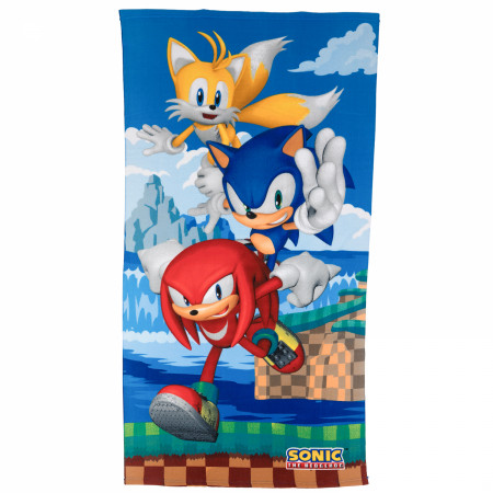 Sonic The Hedgehog with Tails and Knuckles 27x54" Beach Towel